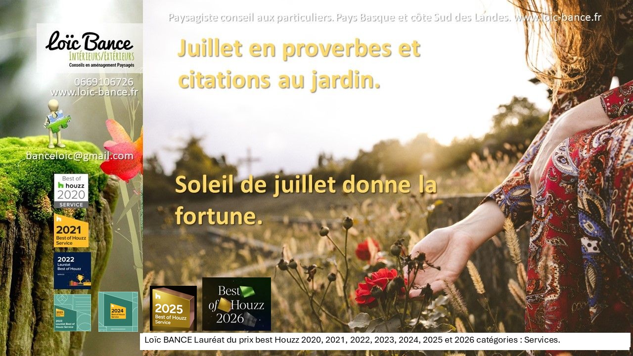 Ahetze paysage Juillet en proverbes et citations au jardin.